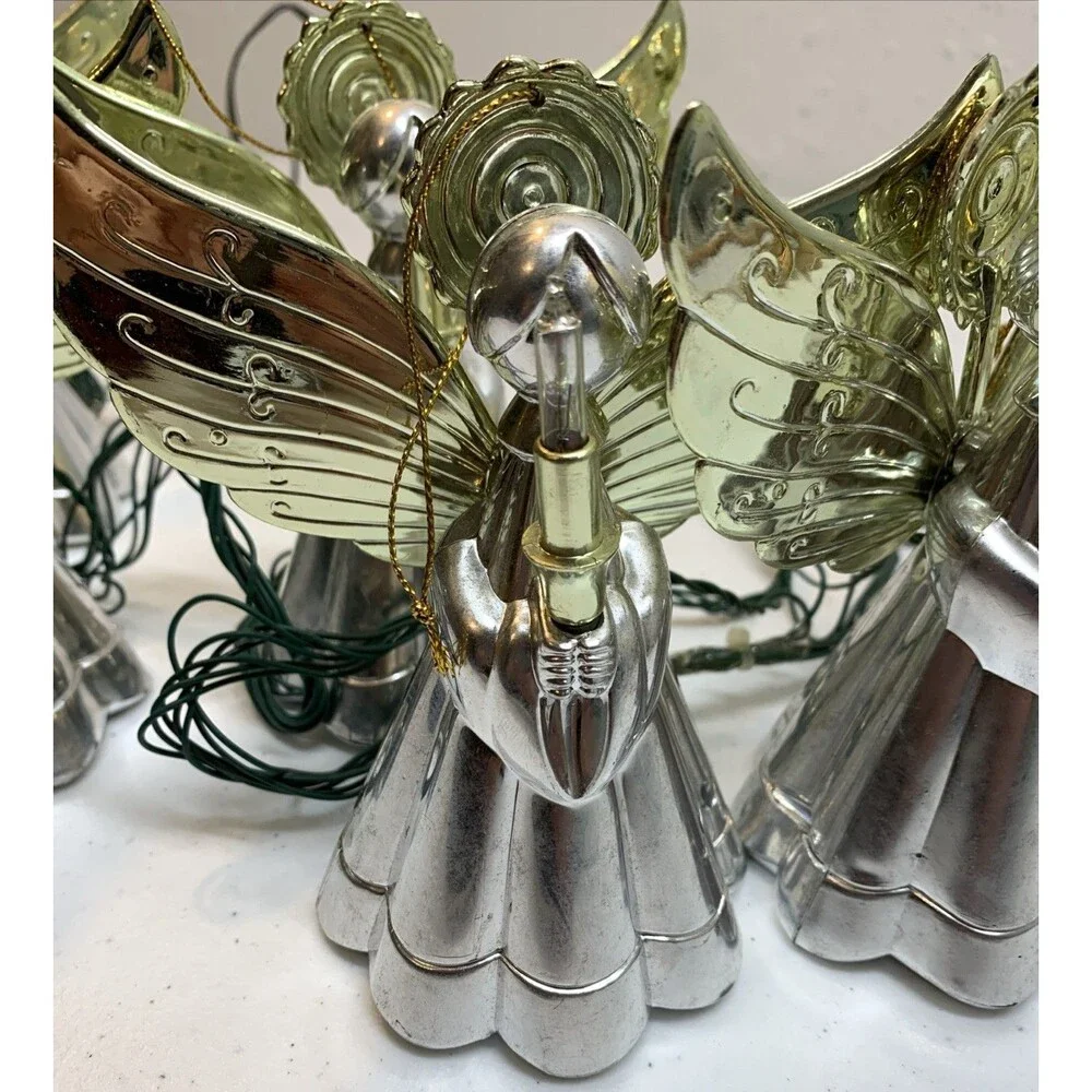 Vintage Musical Angels with Lights Silver & Gold Adjustable Volume